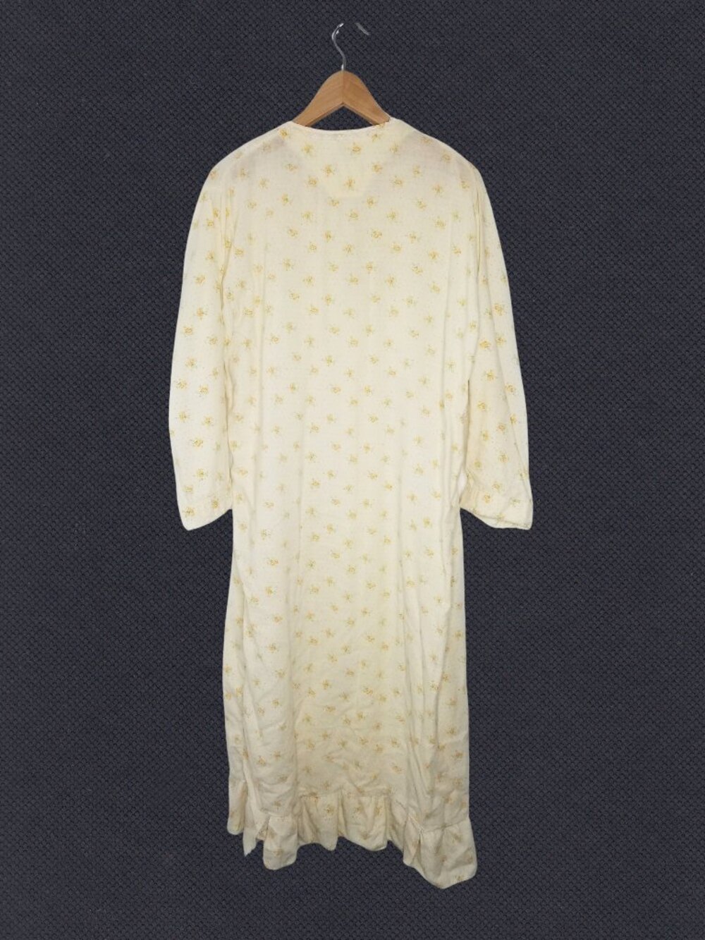1970s Radlee Pastel Yellow Floral Flannel Nightgown, Large - Picture 4 of 4